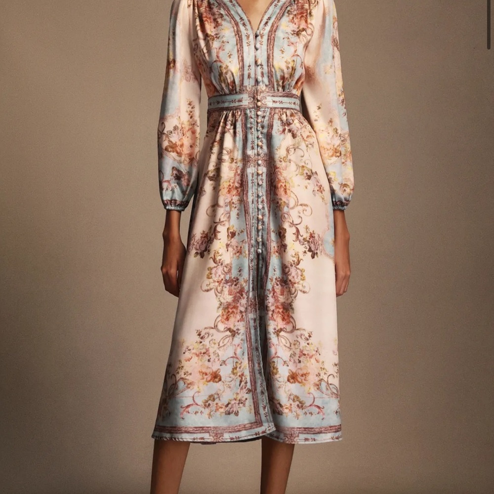 Floral Long Sleeve Midi Dress